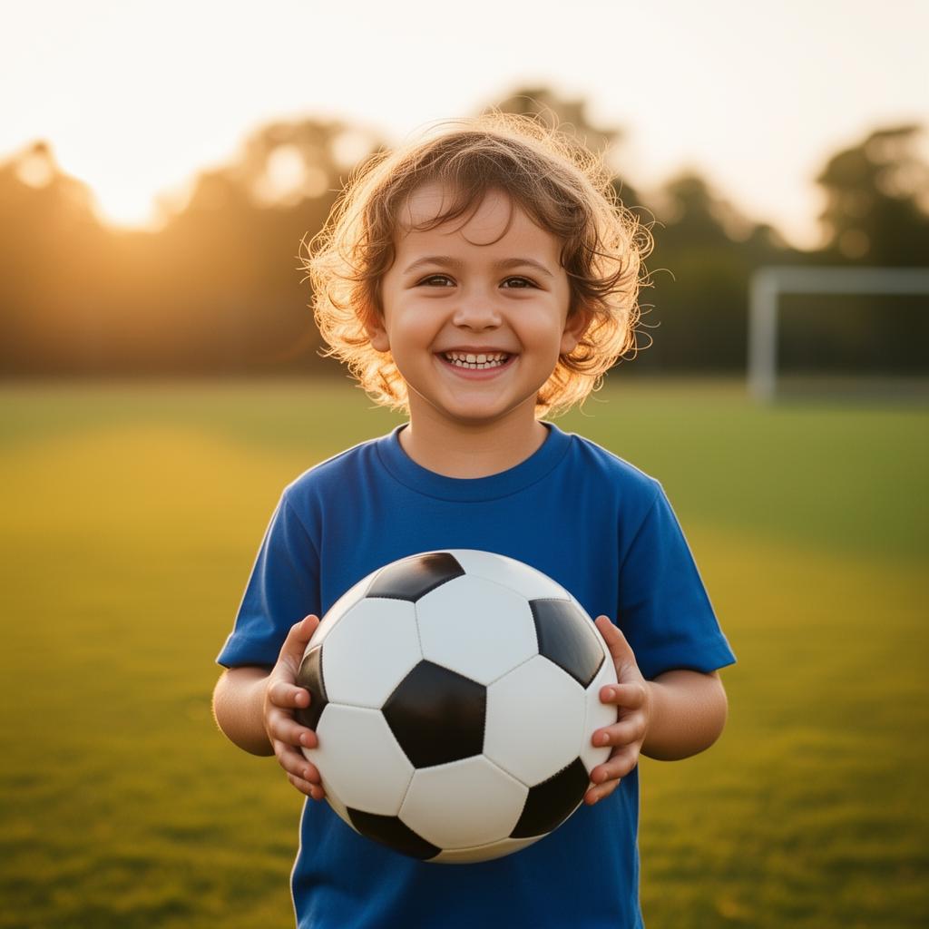 Child holding a soccer ball